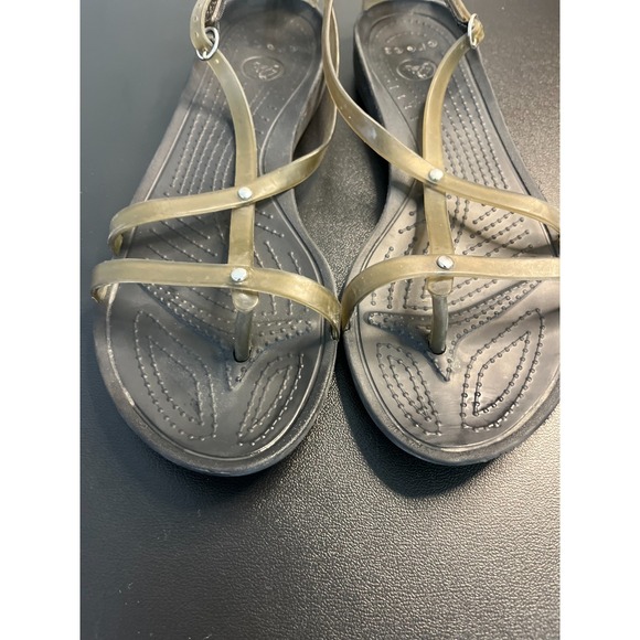Crocs Sandals Brown Women 7 Gladiator Isabella Strappy Jelly Vacation Beach Stud - Picture 6 of 10